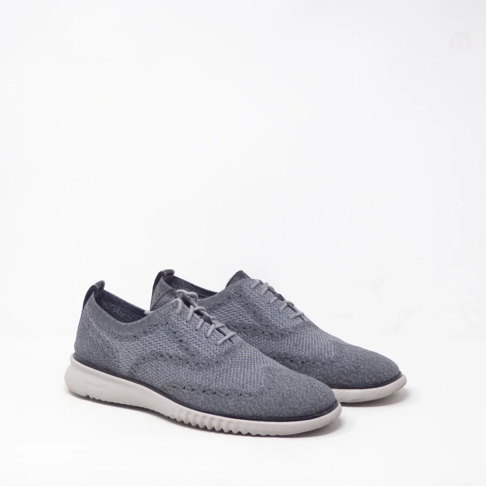 Cole Haan Mens 2.ZEROGRAND Stitchlite Oxford Gray Knit Wingtip C27565 Size 9.5